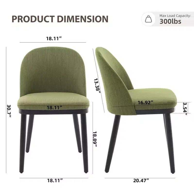 Dining Chairs, Set of 2 Linen Upholstered Kitchen Chairs - Modern Wood Frame Accent Chairs with Thick Cushions for Dining Room Beige