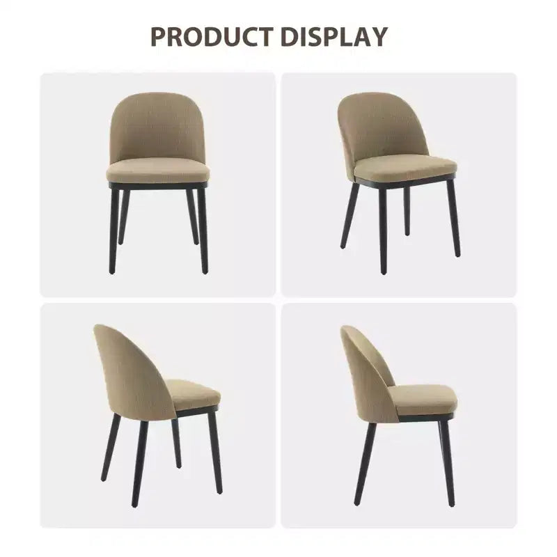 Dining Chairs, Set of 2 Linen Upholstered Kitchen Chairs - Modern Wood Frame Accent Chairs with Thick Cushions for Dining Room Beige