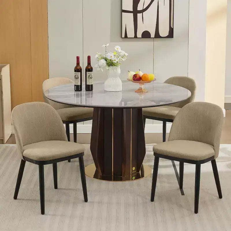 Dining Chairs, Set of 2 Linen Upholstered Kitchen Chairs - Modern Wood Frame Accent Chairs with Thick Cushions for Dining Room Beige