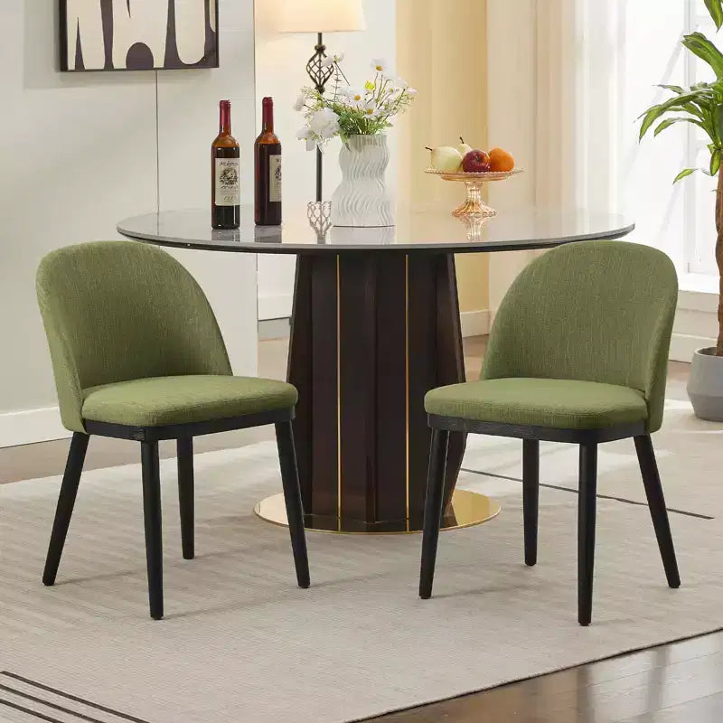 Dining Chairs, Set of 2 Linen Upholstered Kitchen Chairs - Modern Wood Frame Accent Chairs with Thick Cushions for Dining Room Beige