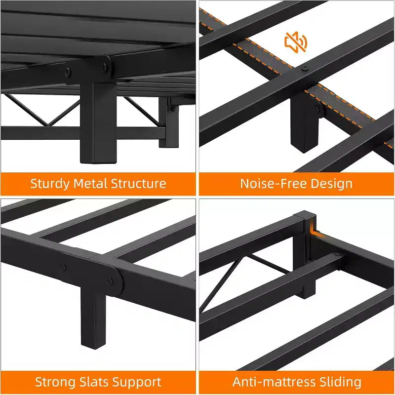 Metal Platform Bed Frame with Wave Headboard & Footboard, Steel Slat Support, Noise-Free, No Box Spring Needed, Twin/Full/Queen/King