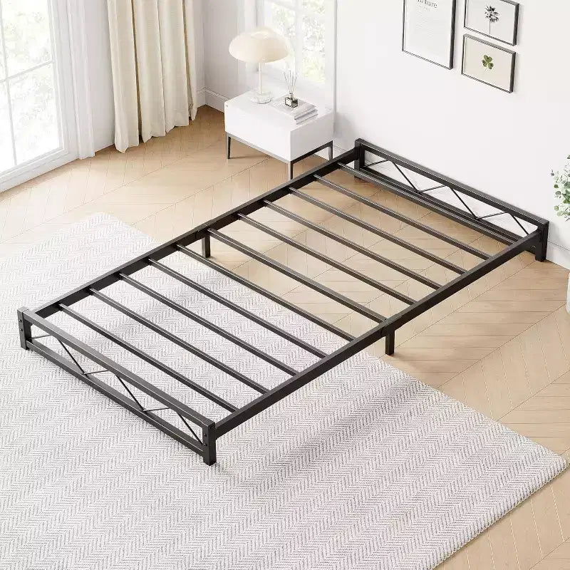 Metal Platform Bed Frame with Wave Headboard & Footboard, Steel Slat Support, Noise-Free, No Box Spring Needed, Twin/Full/Queen/King