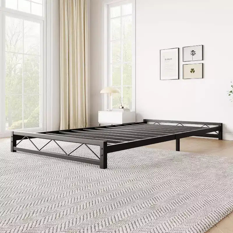 Metal Platform Bed Frame with Wave Headboard & Footboard, Steel Slat Support, Noise-Free, No Box Spring Needed, Twin/Full/Queen/King