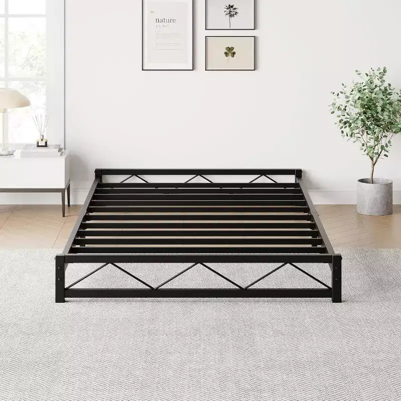 Metal Platform Bed Frame with Wave Headboard & Footboard, Steel Slat Support, Noise-Free, No Box Spring Needed, Twin/Full/Queen/King