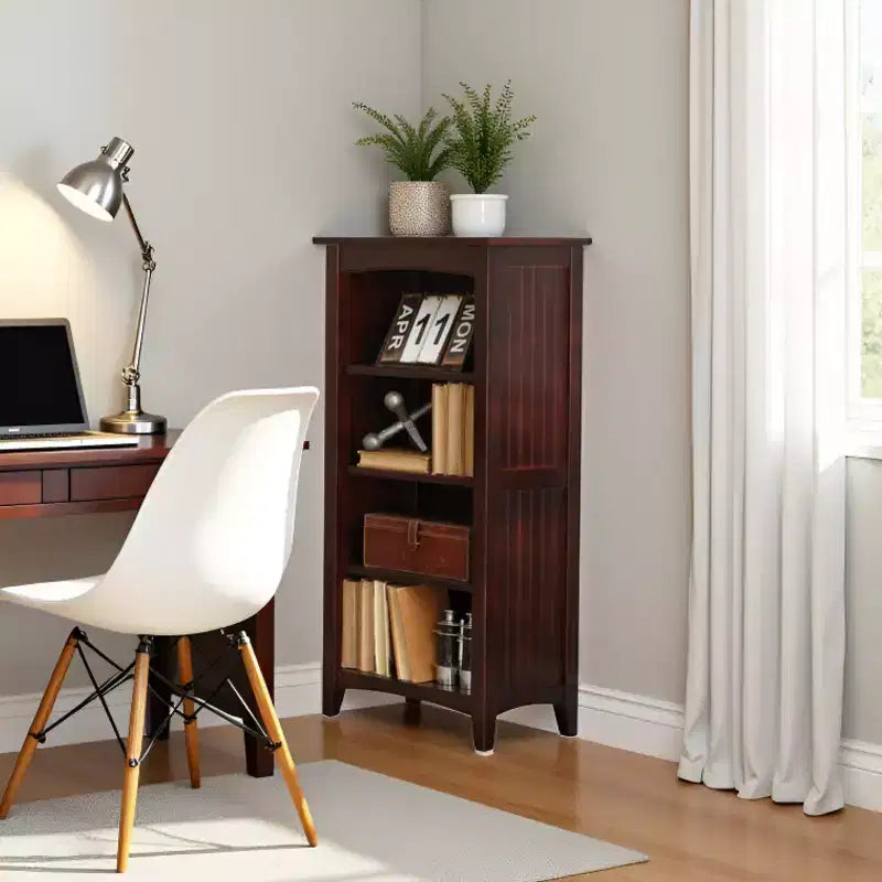 Alaterre Furniture Shaker Cottage 4-Shelf Bookcase, Classic Wood Bookshelf with Open Storage for Living Room, Office or Kids Room, Espresso Finish