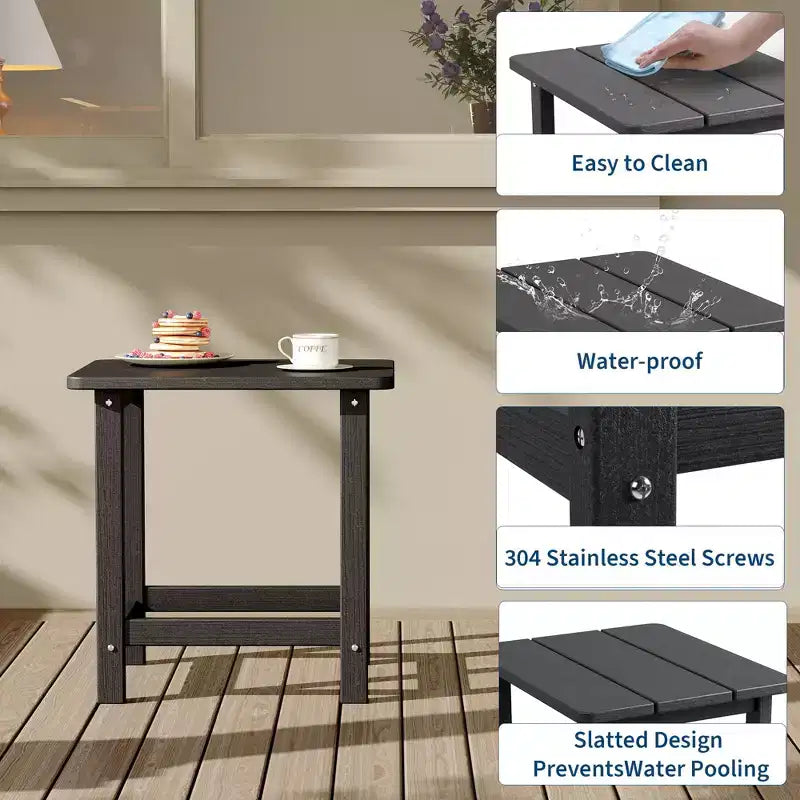 1 Pack HDPE Adirondack Square Outdoor Side Table, Patio End Tables,Durable Small Patio Table for Beach,Pool,Garden