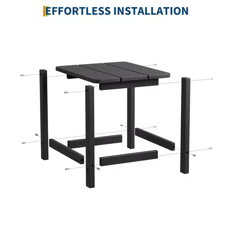 1 Pack HDPE Adirondack Square Outdoor Side Table, Patio End Tables,Durable Small Patio Table for Beach,Pool,Garden
