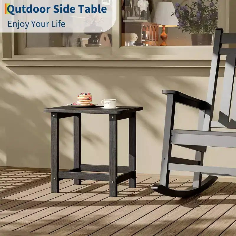 1 Pack HDPE Adirondack Square Outdoor Side Table, Patio End Tables,Durable Small Patio Table for Beach,Pool,Garden