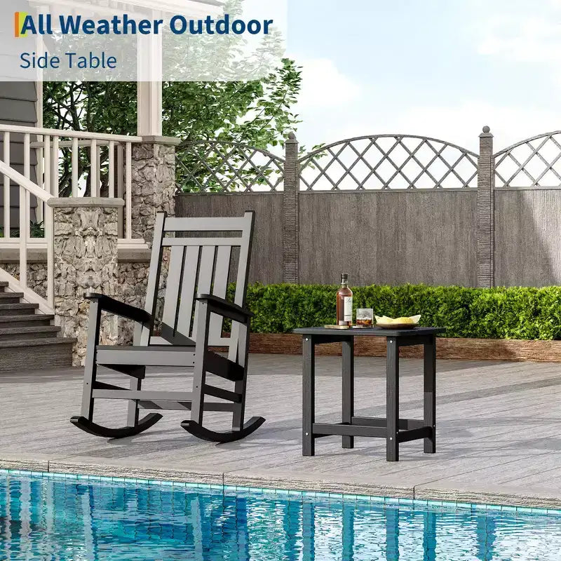1 Pack HDPE Adirondack Square Outdoor Side Table, Patio End Tables,Durable Small Patio Table for Beach,Pool,Garden