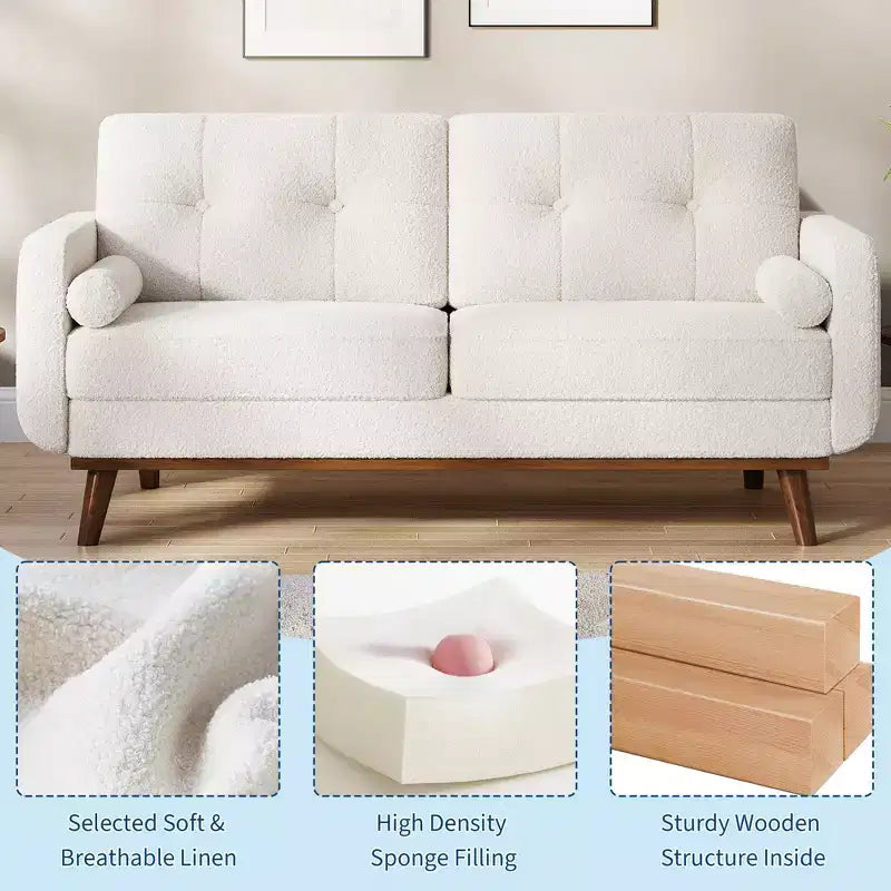 65 Modern Loveseat Sofa, 2 Seater Upholstered Sofa Couch With Wide Armrest, Deep Seat Sofa Couch for Living Room Office Bedroom Apartment