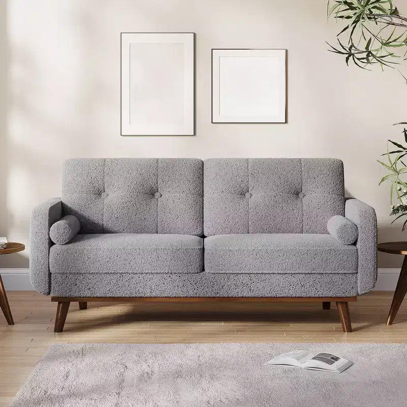 65 Modern Loveseat Sofa, 2 Seater Upholstered Sofa Couch With Wide Armrest, Deep Seat Sofa Couch for Living Room Office Bedroom Apartment