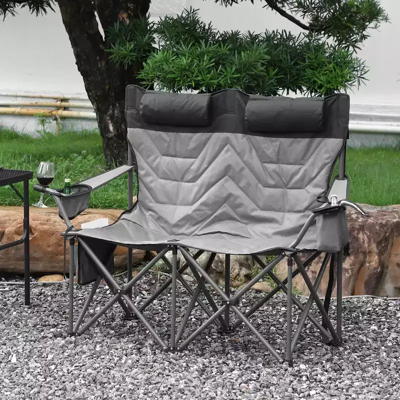 Oversized Folding Camping Chair, Outdoor Padded Portable Chair with Cup Holder, 450 LBS Capacity