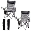 Oversized Folding Camping Chair, Outdoor Padded Portable Chair with Cup Holder, 450 LBS Capacity