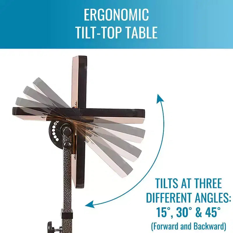 DMI Tilt-Top Overbed Table, Bedside Table with Wheels, Hospital Bed Table, Bed Trays for Eating, Bed Trays, Rolling Tray Height 25.5-38.5