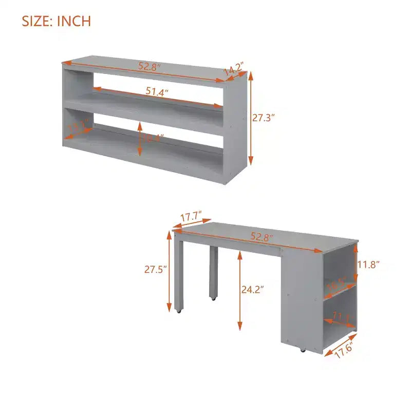 Full Size Loft Bed with Retractable Writing Desk and 3 Drawers, Wooden Loft Bed with Storage Stairs and Shelves
