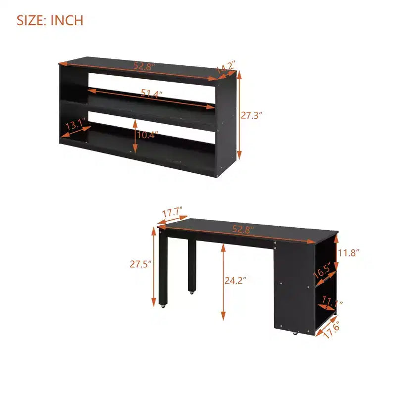 Full Size Loft Bed with Retractable Writing Desk and 3 Drawers, Wooden Loft Bed with Storage Stairs and Shelves