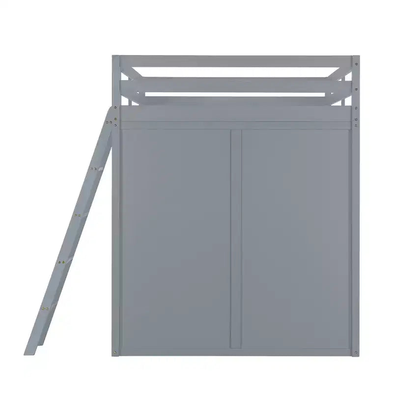 Full Size Loft Bed with Wardrobe and Desk for Kids, Wood High Full Loft Bed Frame with Storage Shelves