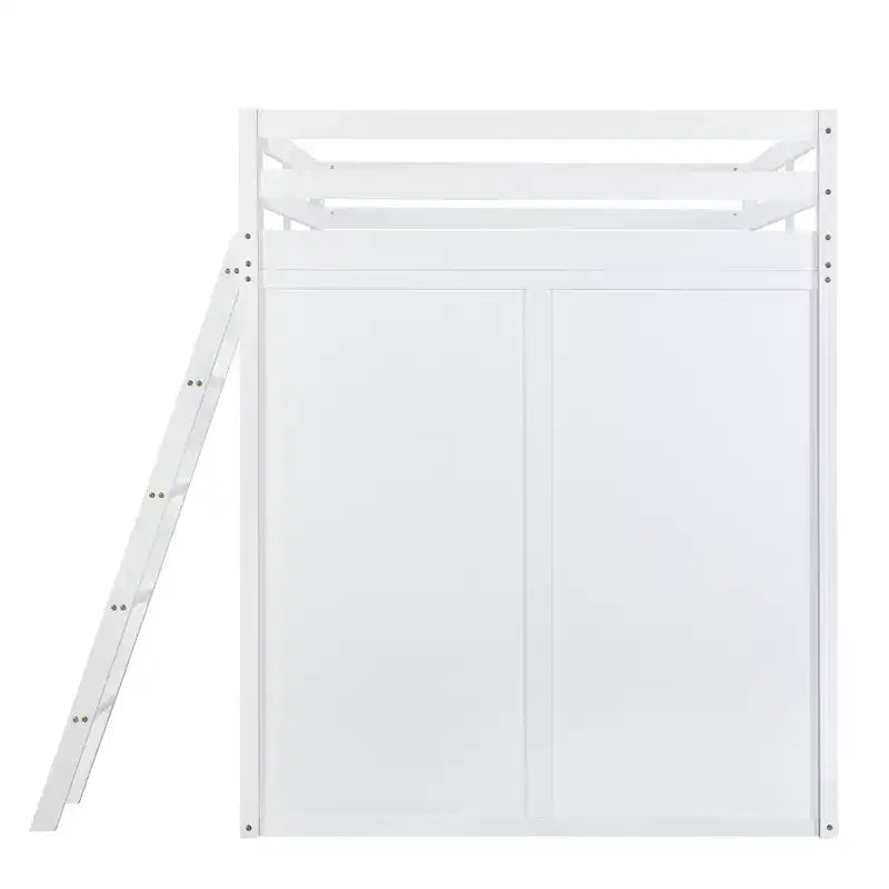 Full Size Loft Bed with Wardrobe and Desk for Kids, Wood High Full Loft Bed Frame with Storage Shelves