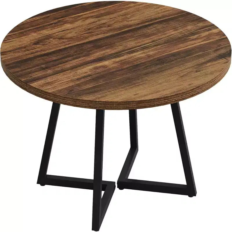 Lantine Round Dining Table for 2, 31.5 Industrial Dinner Table with Metal Base, Kitchen Table for Dining Room, Apartment