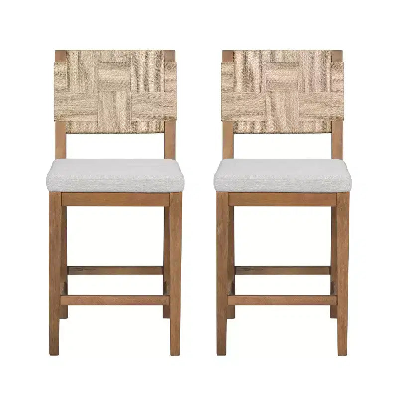 Christopher Knight Home Ororon Boho Rubberwood Rattan Upholstered Counter Stools (Set of 2)
