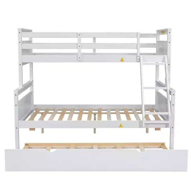 Twin over Full Bunk Beds with Trundle, Solid Wood Bunk Bed Frame with for Kids Teens Adults, Can be Convertible to 2 Beds