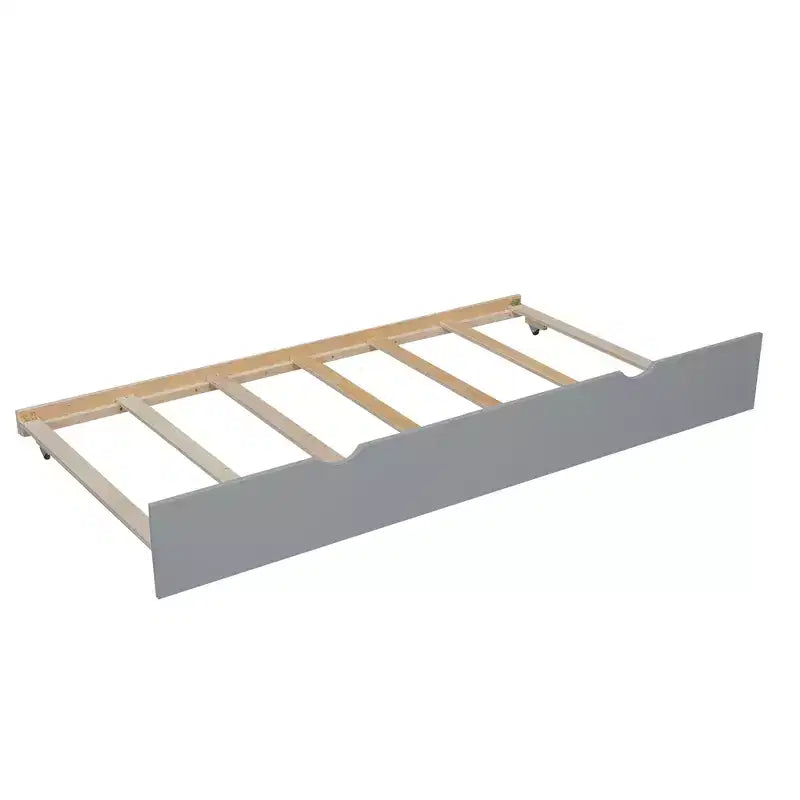 Twin over Full Bunk Beds with Trundle, Solid Wood Bunk Bed Frame with for Kids Teens Adults, Can be Convertible to 2 Beds