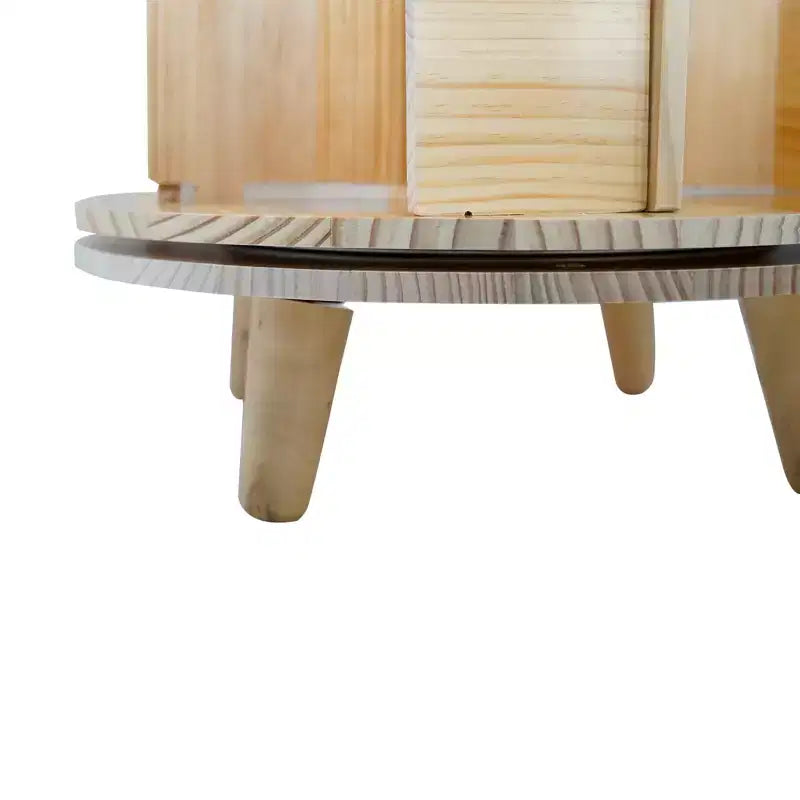 Slickblue 360 Rotating Pine Wood Bookshelf, Round 1/3/4 Tier Freestanding Shelf for Books, Toys, and Decor