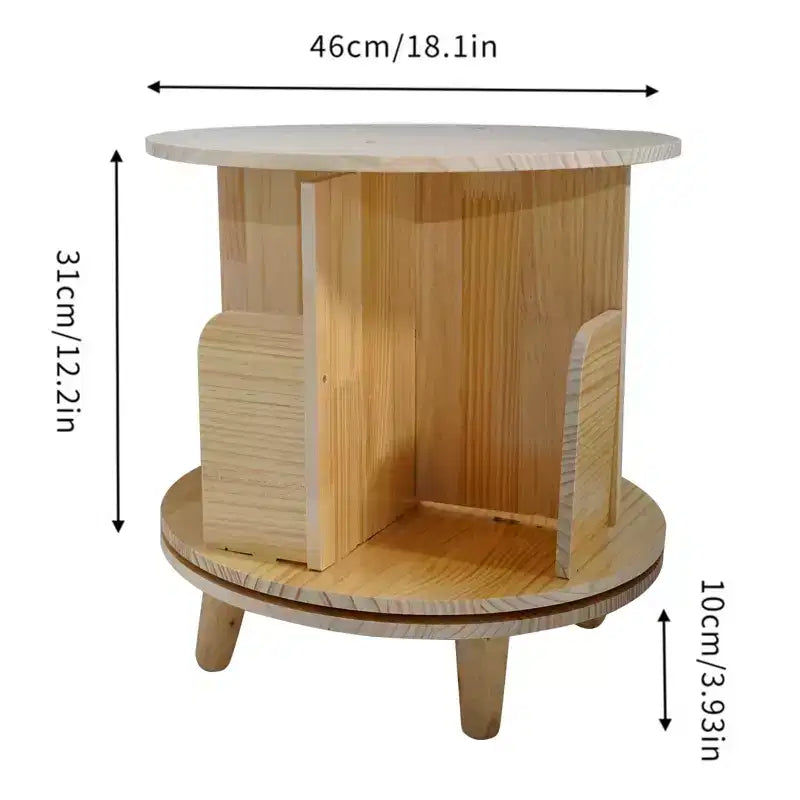Slickblue 360 Rotating Pine Wood Bookshelf, Round 1/3/4 Tier Freestanding Shelf for Books, Toys, and Decor