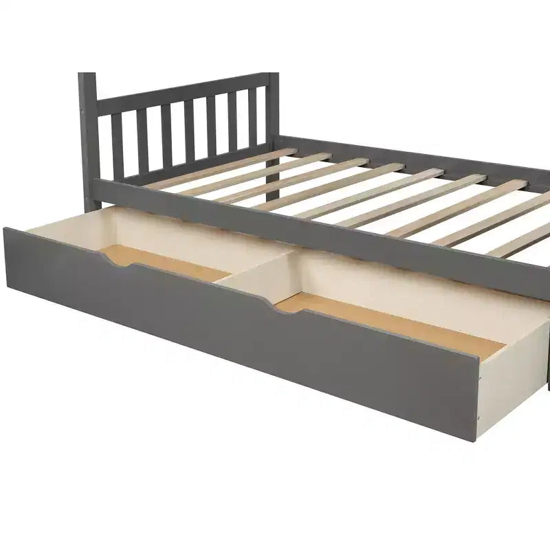 Twin over Twin Bunk Beds with Staircase and Drawers for Kids, Wooden Twin over Full Stairway Bunk Bed with Storage Cabinet