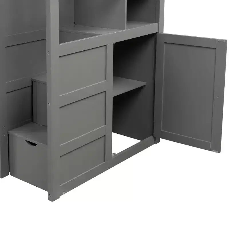 Twin over Twin Bunk Beds with Staircase and Drawers for Kids, Wooden Twin over Full Stairway Bunk Bed with Storage Cabinet