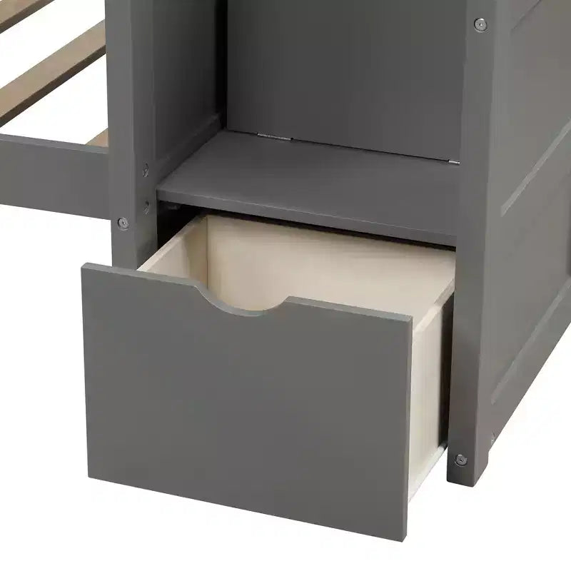 Twin over Twin Bunk Beds with Staircase and Drawers for Kids, Wooden Twin over Full Stairway Bunk Bed with Storage Cabinet