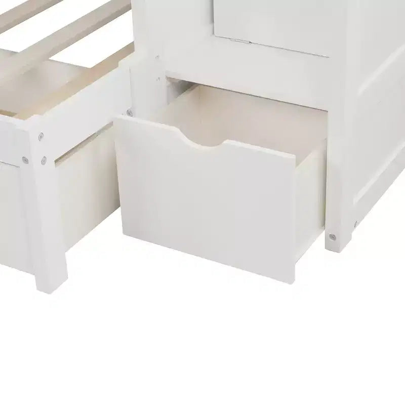 Twin over Twin Bunk Beds with Staircase and Drawers for Kids, Wooden Twin over Full Stairway Bunk Bed with Storage Cabinet