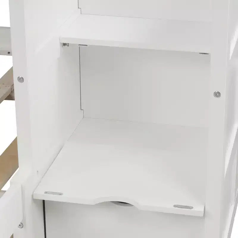 Twin over Twin Bunk Beds with Staircase and Drawers for Kids, Wooden Twin over Full Stairway Bunk Bed with Storage Cabinet