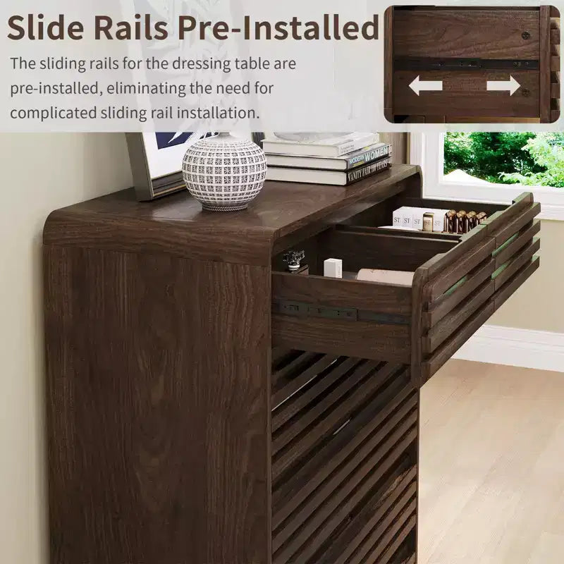 SOLACE FURNITURE Tall Dresser with 6 Drawers, Chests of Drawers with Grille & Curved Design