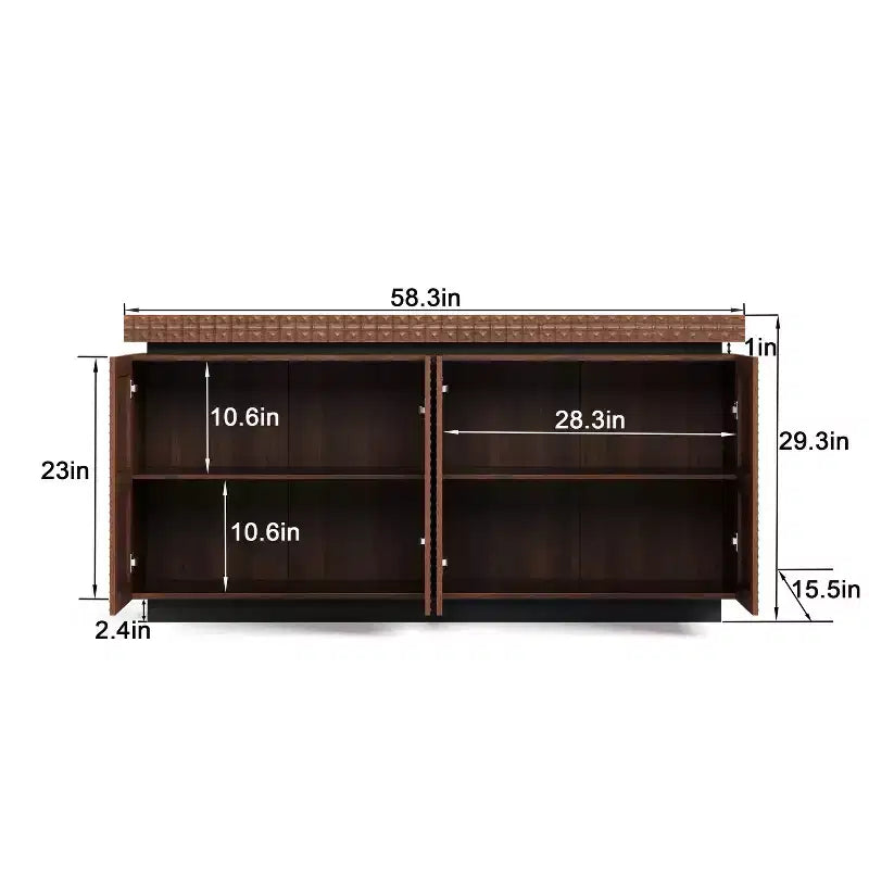GDFStudio Orin 58.3 Modern Textured Sideboard Buffet Cabinet with 4 Doors and 2 Shelves