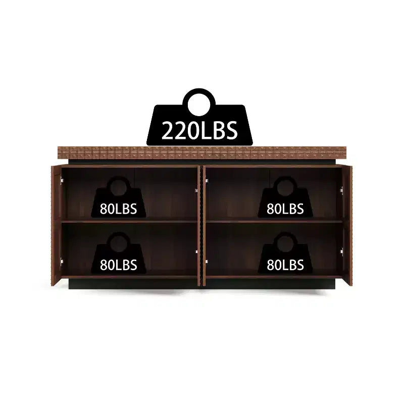 GDFStudio Orin 58.3 Modern Textured Sideboard Buffet Cabinet with 4 Doors and 2 Shelves