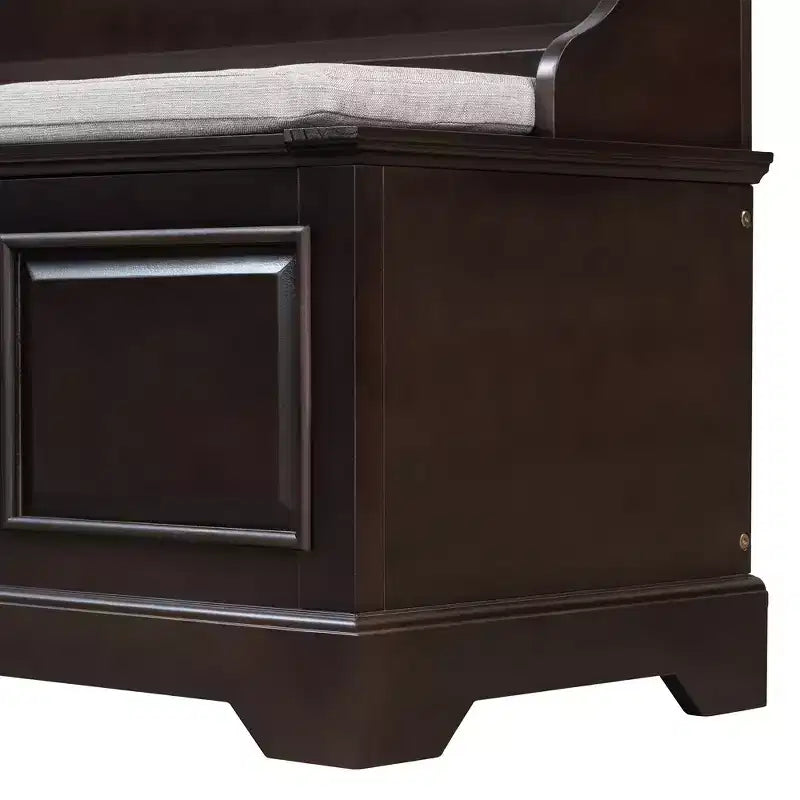 GDFStudio Ruth Mid-Century Modern Style Entryway Shoe Storage Bench with Hidden Storage and Linen Cushion