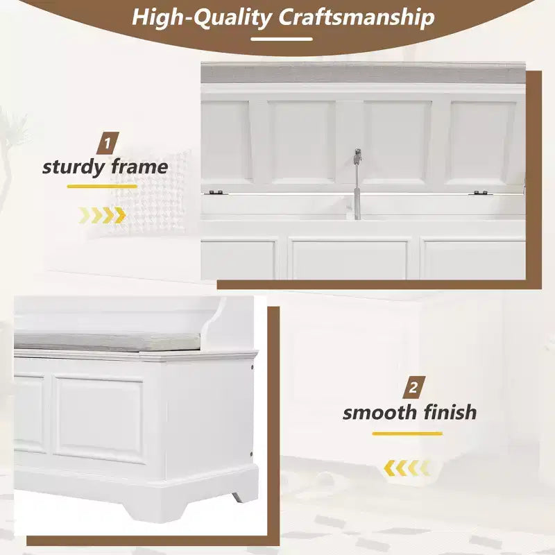 GDFStudio Ruth Mid-Century Modern Style Entryway Shoe Storage Bench with Hidden Storage and Linen Cushion