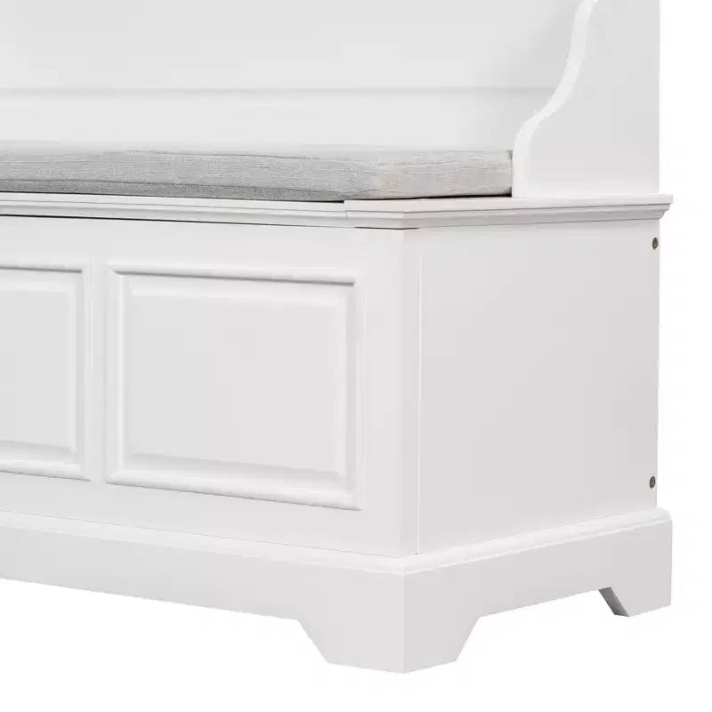 GDFStudio Ruth Mid-Century Modern Style Entryway Shoe Storage Bench with Hidden Storage and Linen Cushion