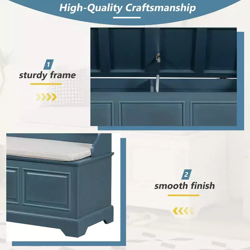 GDFStudio Ruth Mid-Century Modern Style Entryway Shoe Storage Bench with Hidden Storage and Linen Cushion