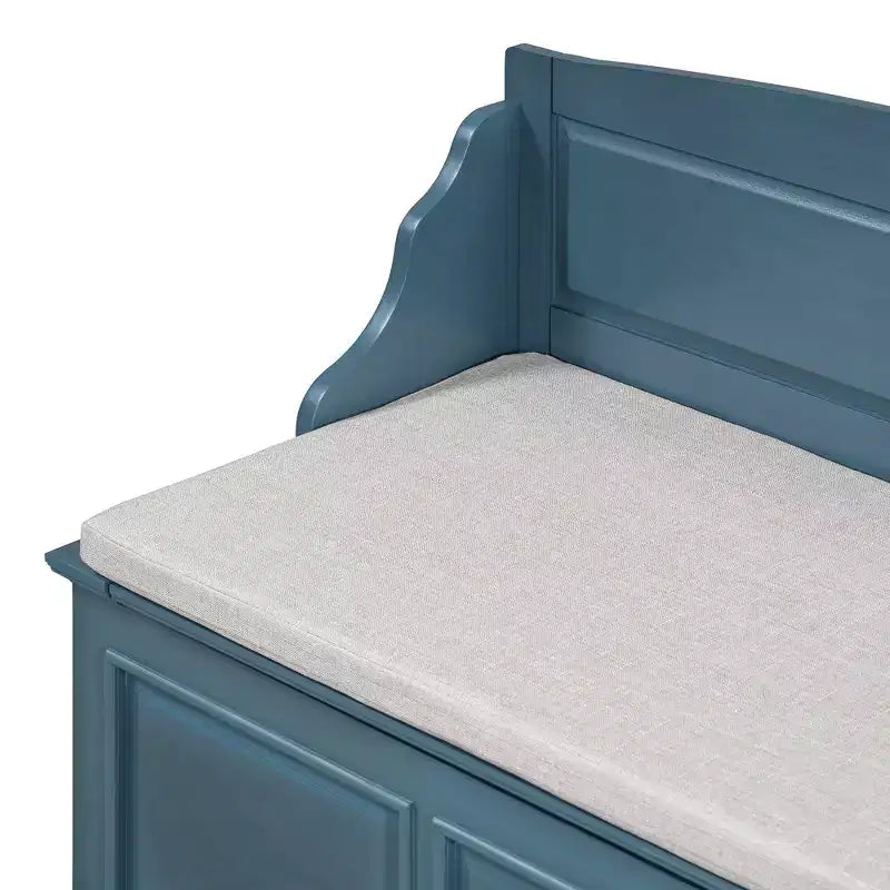 GDFStudio Ruth Mid-Century Modern Style Entryway Shoe Storage Bench with Hidden Storage and Linen Cushion