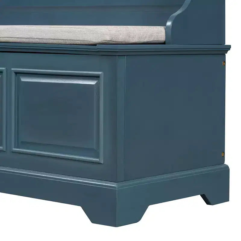 GDFStudio Ruth Mid-Century Modern Style Entryway Shoe Storage Bench with Hidden Storage and Linen Cushion