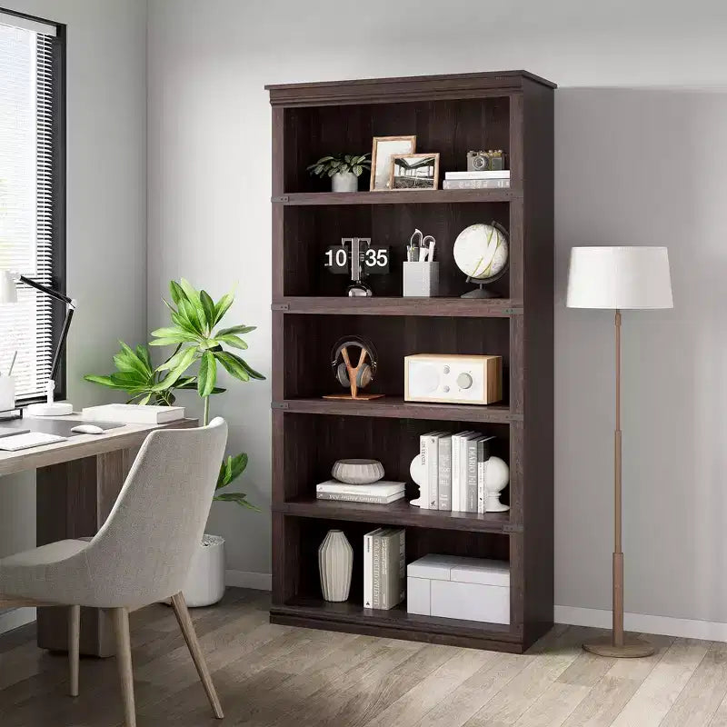 5-Shelf Farmhouse Bookcase,with Storage Open Display Bookshelves,Display Storage Shelves,32'' Wide Wooden Bookshelves for Office,Library