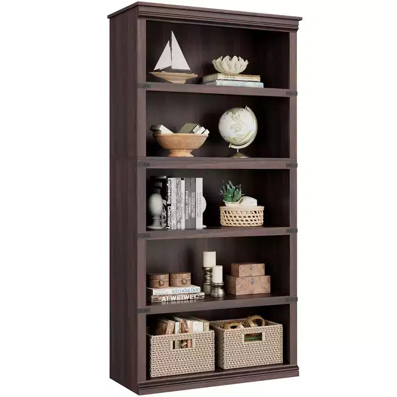 5-Shelf Farmhouse Bookcase,with Storage Open Display Bookshelves,Display Storage Shelves,32'' Wide Wooden Bookshelves for Office,Library