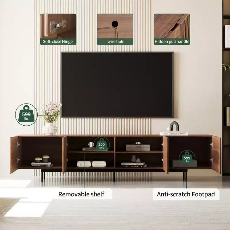 94.48 Inch Wooden TV Stand with Storage for TVs Up to 100 Inches Gaoyangjiaju