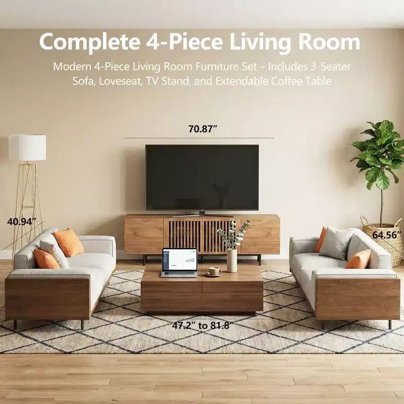 94.48 Inch Wooden TV Stand with Storage for TVs Up to 100 Inches Gaoyangjiaju