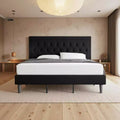 King Size Upholstered Platform Bed with Adjustable Headboard, Button Tufted, Slatted Base, Easy Assembly