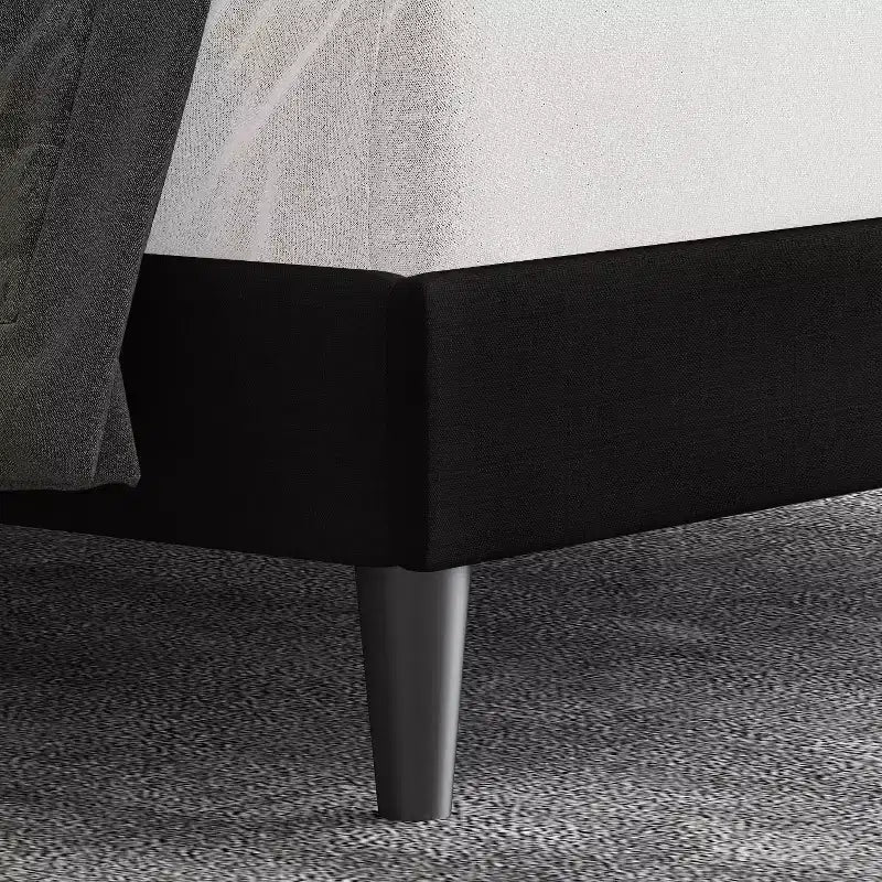 King Size Upholstered Platform Bed with Adjustable Headboard, Button Tufted, Slatted Base, Easy Assembly