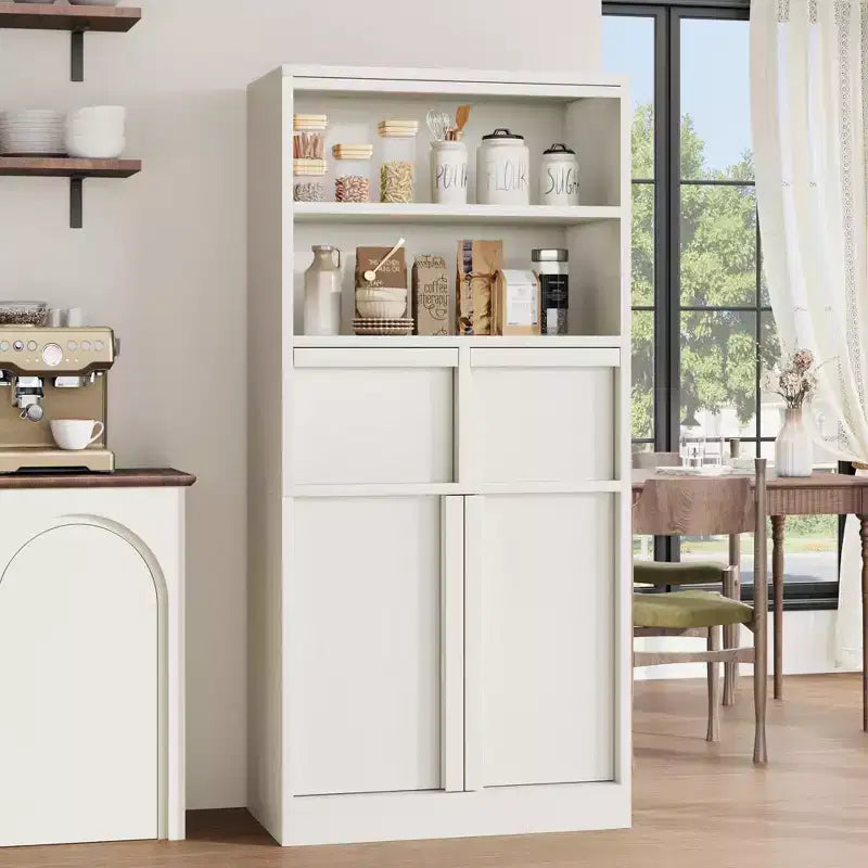 50.9 Tall Bathroom Storage Cabinet, Freestanding Floor Cabinet with 2 Drawers, Kitchen Pantry Cabinet for Living Room Kitchen Bathroom