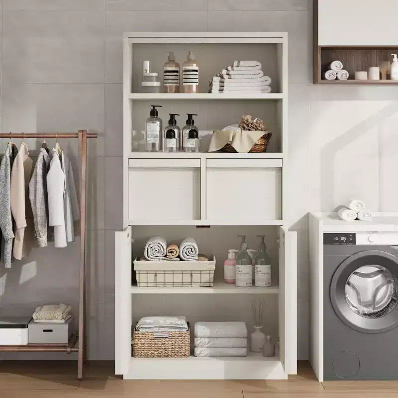 50.9 Tall Bathroom Storage Cabinet, Freestanding Floor Cabinet with 2 Drawers, Kitchen Pantry Cabinet for Living Room Kitchen Bathroom